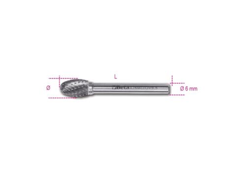 BETA - Pilnik obrotowy owalny z węglika spiekanego 12x22mm z trzpieniem 6mm  - 426MD/OV12