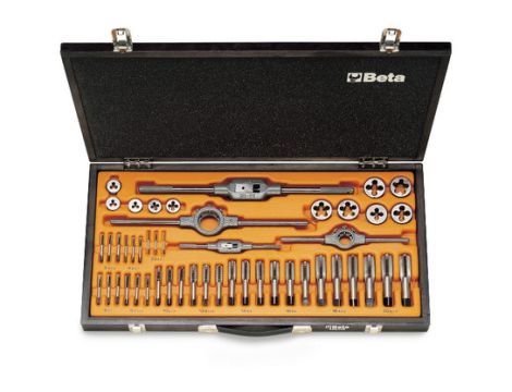 BETA - Zestaw gwintowników i narzynek ze stali chromowej, z akcesoriami w pudełku 48szt.  - 446/C48