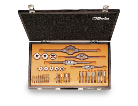 BETA - Zestaw gwintowników i narzynek ze stali chromowej, gwint BSW, z akcesoriami w pudełku 36szt.  - 446ASW/C36