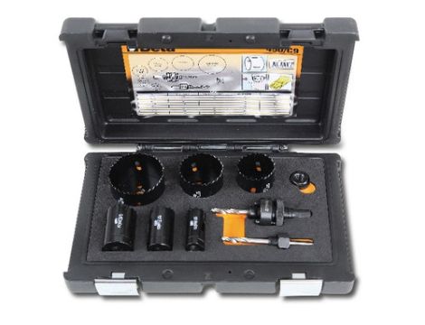 BETA - Zestaw 6-ciu pił otworowych dla elektryków z akcesoriami 22-64mm 9szt.  - 450/C9