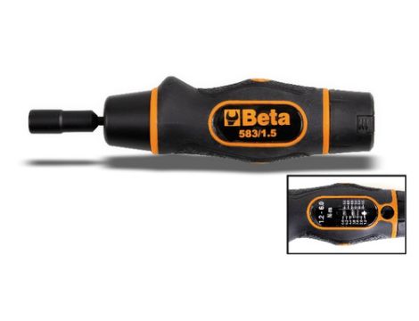 BETA - Wkrętak dynamometryczny 1/4'' ze skalą, sprzęgło poślizgowe, dwukierunkowy 0,6-3Nm ±6%  - 583/3