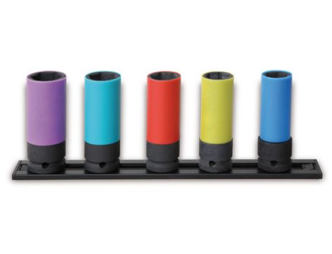 BETA - Komplet 5 nasadek udarowych z nakładkami polimerowymi na szynie magnetycznej - 720LC/PM5