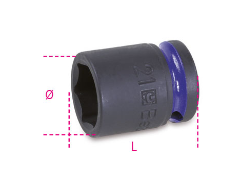 BETA - Nasadka udarowa sześciokątna 1/2'' z rozmiarem oznaczonym kolorem 19mm  - 720MC/19