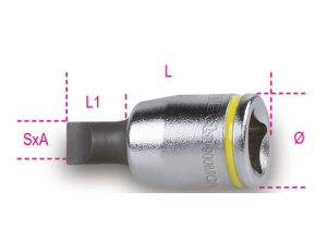 BETA - Nasadka 1/4'' z końcówką wkrętakową płaską z rozmiarem oznaczonym kolorem 0,8x4mm  - 900MC/LP/0.8X4