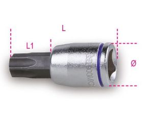 BETA - Nasadka 1/4'' z końcówką TORX z rozmiarem oznaczonym kolorem T25  - 900MC/TX25