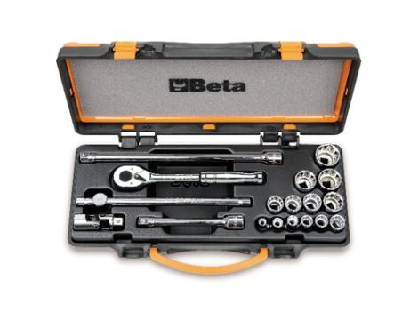 BETA - Zestaw nasadek dwunastokątnych 3/8'' calowych z wyposażeniem 18szt.  - 910AS/MBM-C18