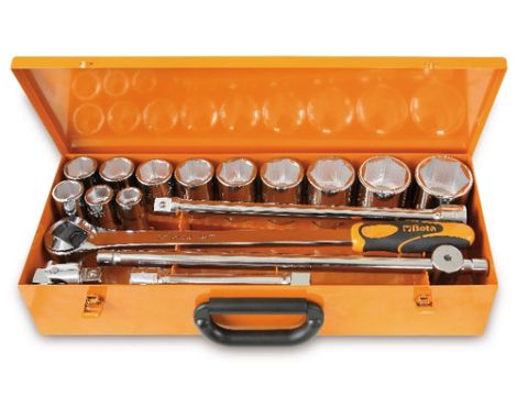 BETA - Zestaw 12-stu nasadek sześciokątnych 3/4'' z akcesoriami w pudełku 22-55mm 17szt.  - 928A/C12