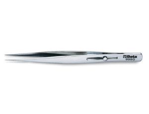BETA - Pęseta prosta punktowa z blokadą, kwasoodporna, niemagnetyczna 140mm  - 999G