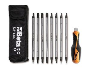 BETA - Zestaw 8-miu grotów dwustronnych 1/4'' z rękojeścią w pokrowcu  - 1281BG-TX/A8