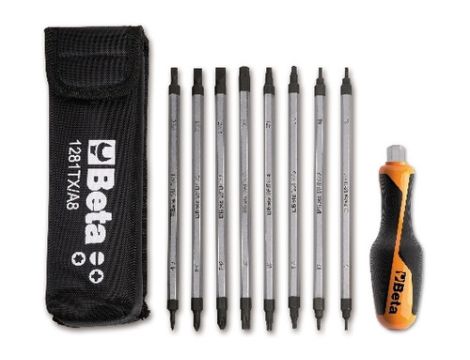 BETA - Zestaw 8-miu grotów dwustronnych 1/4'' z rękojeścią w pokrowcu  - 1281BG-TX/A8