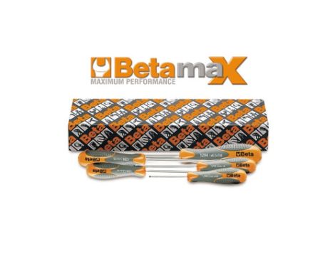 BETA - Zestaw wkrętaków płaskich wąskich BetaMAX 2,5-6,5mm 5szt.  - 1294/S5