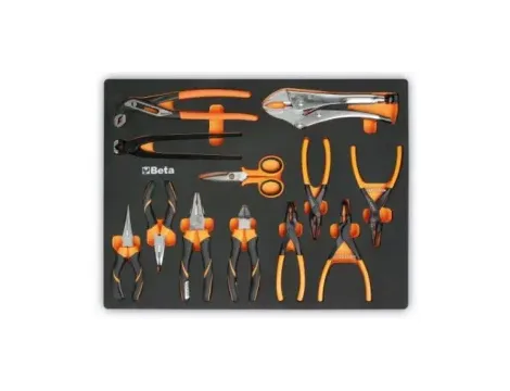 BETA - Zestaw szczypiec i narzędzi tnących w piankowym wkładzie profilowanym, model 2458/MM129 - 2458/MM129