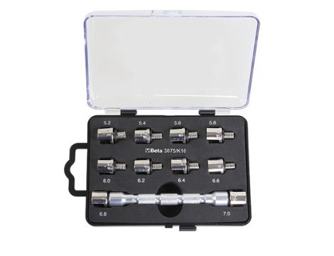 BETA - Zestaw głowicy i 10 wymiennych końcówek do dokręcania szprych w pudełku - 3075/K10