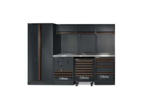 BETA - Zestaw mebli warsztatowych ze stalowym blatem system C45PRO Beta 4500/C45PRO/HX - 4500/C45PRO/HX