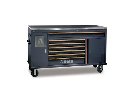 BETA - Wózek narzędziowy 7 szufladowy z koszem na śmieci i stalowym blatem system C45PRO Beta... - 4500/C45PRO/MWS/X