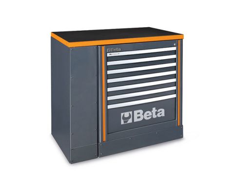 BETA - Stół warsztatowy 1m z szafką z 7 szufladami pomarańczowy - 5500/C55BO/1