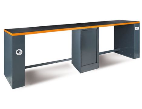 BETA - Stół warsztatowy C55B-PRO-B o długości 4 m ze środkową podwójną nogą szary - 5500/C55PROB-D4/G