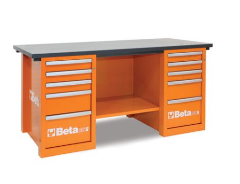 BETA - Stół warsztatowy Mastercargo 2 szafki pomarańczowy - 5700/C57S/C-O