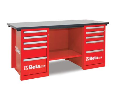 BETA - Stół warsztatowy Mastercargo 2 szafki czerwony - 5700/C57S/C-R