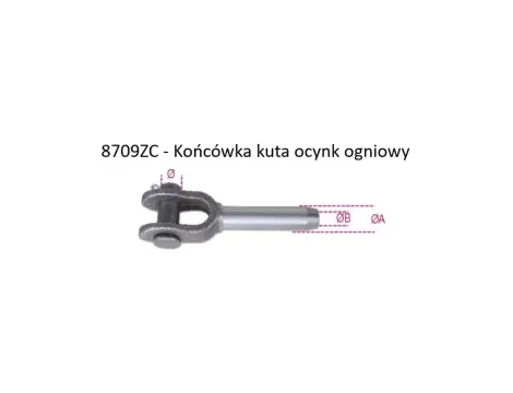 BETA - Końcówka kuta widełkowa czarna do bezpośredniego zaprasowania z liną stalową 24mm - 8709ZC/24