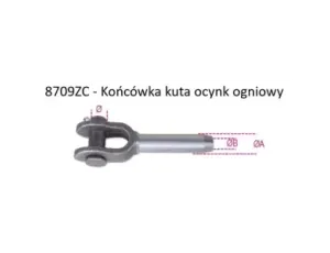 BETA - Końcówka kuta widełkowa czarna do bezpośredniego zaprasowania z liną stalową 25mm - 8709ZC/25