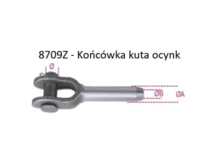 BETA - Końcówka kuta widełkowa czarna do bezpośredniego zaprasowania z liną stalową 12mm - 8709Z/12