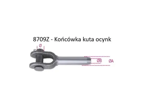 BETA - Końcówka kuta widełkowa czarna do bezpośredniego zaprasowania z liną stalową 24mm - 8709Z/24