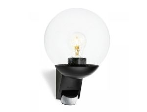 Lampa elewacyjna z czujnikiem ruchu i zmierzchu Steinel L 585 S PIR max.60W E27 IP44 IK03 230V czarna / szkło /tworzywo sztuczne