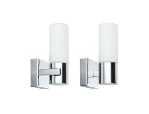 Oprawa ścienna łazienkowa GEMINI zestaw 2szt. E14 max.20W IP44 230V chrom satyna / metal szkło