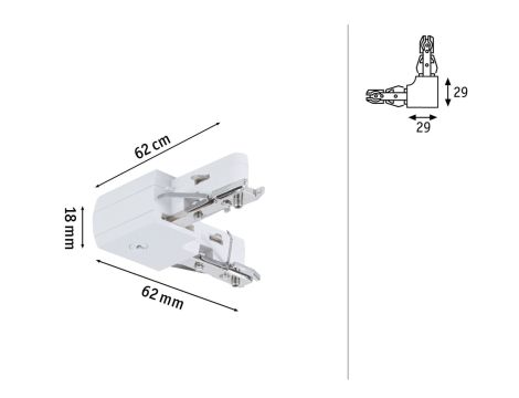 Łącznik szynowy L URail system 230V biały / metal - 2