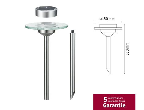 Oprawa ogrodowa solarna UFO LED 3000K 1x0,2W IP44 stal 1,2V stal nierdzewana / szkło - 6