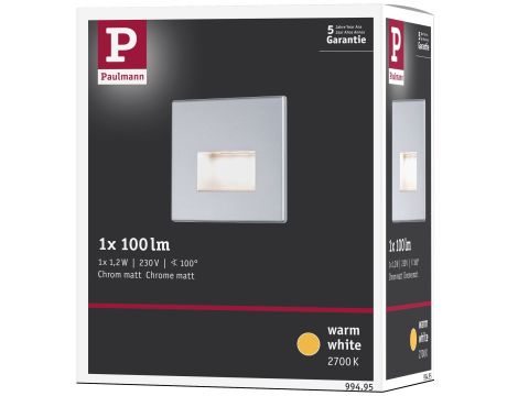 Oprawa przyschodowa EDGE LED kwadrat 1x1,2W 50lm 2700K 230V chrom matowy / tworzywo sztuczne - 7