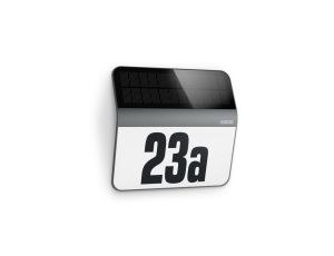 Oprawa numeryczna solarna z czujnikiem zmierzchu STEINEL Xsolar LH-N 0,03,W 4000K IP44 IK03 antracyt/ stal nierdzewna / tworzywo sztuczne