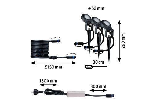 Zestaw opraw Plug & Shine STING 3x6W 3000K 520lm DIM IP67 24V antracyt / aluminum - 2
