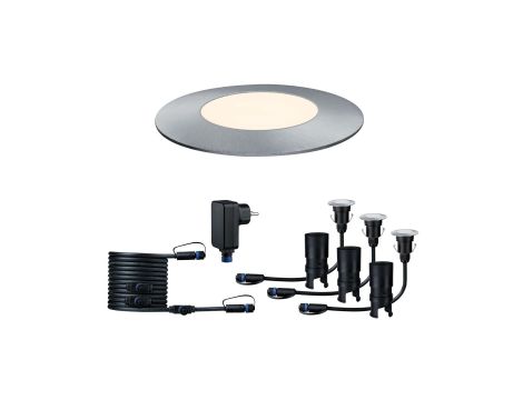 Oprawa dogruntowa Plug & Shine FLOOR MINI zestaw kompletny 3x2.5W 3000K IP67 24V srebrny / stal nierdzewna