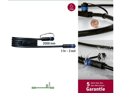 Przewód połączeniowy Plug & Shine 2m 1in-2out IP68 24V czarny / tworzywo sztuczne - 4