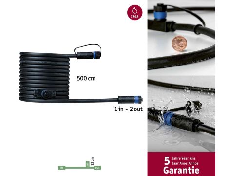 Przewód połączeniowy Plug & Shine 5m 1in-2out IP68 24V czarny / tworzywo sztuczne - 3