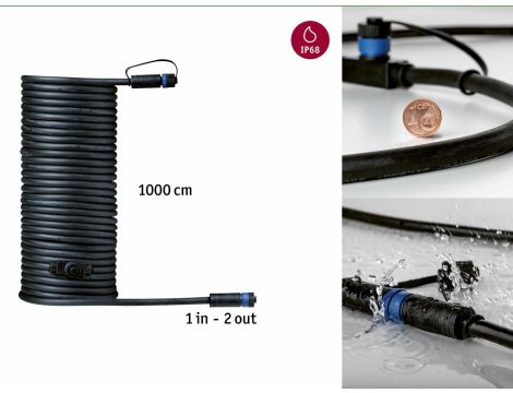 Przewód połączeniowy Plug & Shine 10m 1in-2out IP68 24V czarny / tworzywo sztuczne - 3