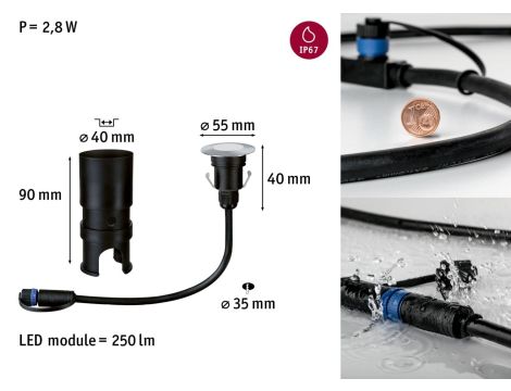 Oprawa dogruntowa Plug & Shine FLOOR MINI okrągła 2.5W 3000K IP67 24V srebrny / stal nierdzewna - 7