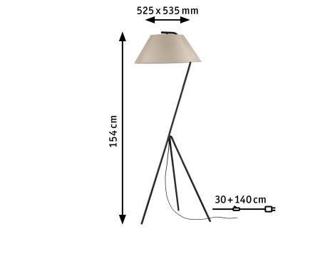 Lampa podłogowa NARVE E27 max. 60W 230V beżowy / czarny / tkanina / metal - 3