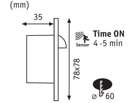 Oprawa przyschodowa WALL LED czujnik ruchu i zmierzchu kwadrat 1.1W 65 lm 2700K 230V biały / tworzywo sztuczne - 4