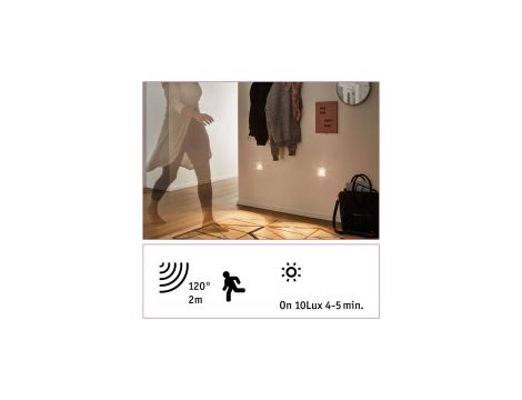 Oprawa przyschodowa WALL LED czujnik ruchu i zmierzchu kwadrat 1.1W 65 lm 2700K 230V biały / tworzywo sztuczne - 3