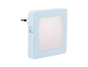 Lampka wtykowa nocna EASBY kwadratowa z czujnikiem zmierzchu 0,7lm 3000K biały / tworzywo sztuczne