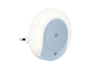 Lampka wtykowa nocna HORBY z czujnikiem dźwięku + zmierzchu 45lm 3000K biały / tworzywo sztuczne