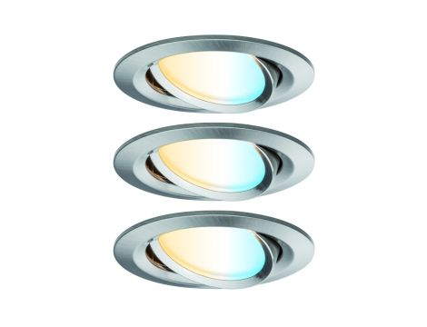 Oprawa do wbudowania NOVA PLUS COIN LED DIM SH Zigbee wychylna zestaw 3x6W 470lm 84mm 2700K-6500K 230V żelazo szczotkowane