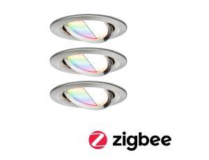 Oprawa do wbudowania 3x NOVA PLUS COIN LED RGBW SH Zigbee wychylna zestaw 3x5.2W 400lm 84mm 2700-6500K IP23 230V szczotkowane żelazo