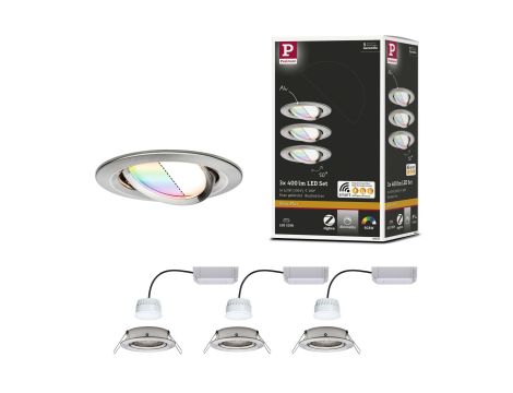 Oprawa do wbudowania 3x NOVA PLUS COIN LED RGBW SH Zigbee wychylna zestaw 3x5.2W 400lm 84mm 2700-6500K IP23 230V szczotkowane żelazo - 11