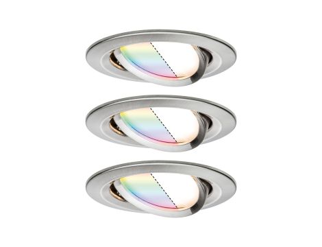 Oprawa do wbudowania 3x NOVA PLUS COIN LED RGBW SH Zigbee wychylna zestaw 3x5.2W 400lm 84mm 2700-6500K IP23 230V szczotkowane żelazo - 3