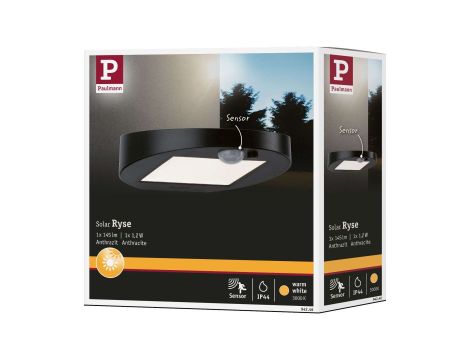 Oprawa elewacyjna solar RYSE LED  3000K 30lm z czujnikiem ruchu + zmierzchu IP44 antracyt - 9