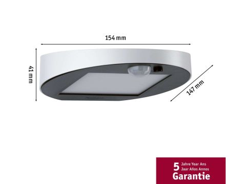Oprawa elewacyjna RYSE LED solar 3000K 300lm z czujnikiem ruchu + zmierzchu IP44 biały - 4